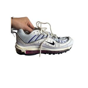 Nike Air Max 98 Training Athletic Shoes Sneakers Women Size 7 White Gray Purple